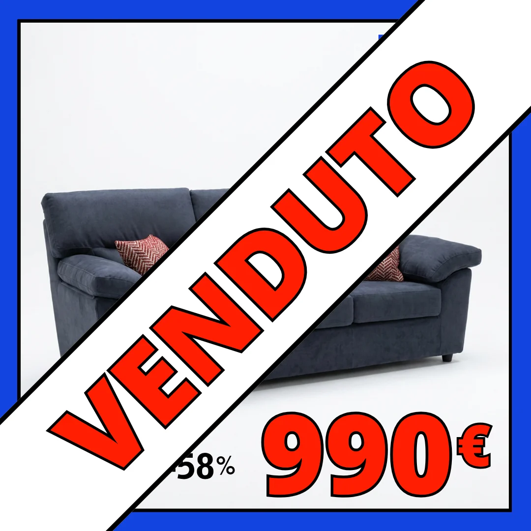 Divano grigio scuro "VENDUTO" con prezzo 990€