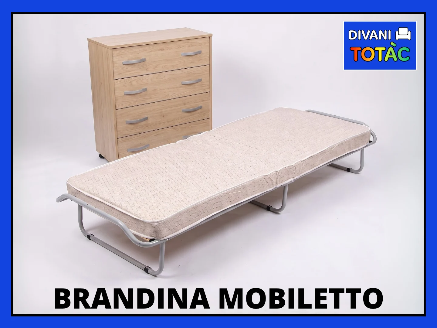 Brandina brandina pieghevole con cassettiera, ideale per camerette